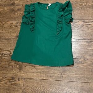 Green ruffle sleeve top
